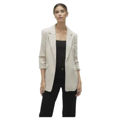 Image of Vero Moda Women&#039;s Vmfrida Ls Regular Blazer Noos, Oatmeal/Detail: Melange., 8
