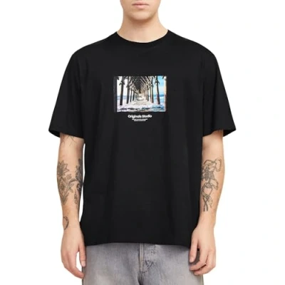 Image of Jack &amp; Jones Jorvesterbro Picture CREW NECK Print Tshirt, Men&#039;s, Size: XL, Black