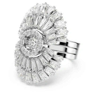 Image of Swarovski Idyllia ring, Set (3), Mixed cuts, Shell, White, Rhodium plated