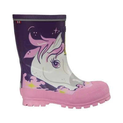 Image of Viking Jolly Unisex Wellies purple/multicoloured for kids, Size: 5, Purple/multi coloured Synthetics