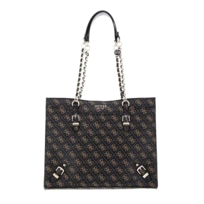 Image of GUESS Borsa Shopper A Spalla Didi Society Tote Brown logo BS23GU108 QG874423 Grande,