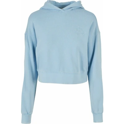 Image of Urban Classics Women&#039;s Ladies Short Flower Embroidery Terry Hoody Hooded Sweatshirt, Balticblue, 4XL