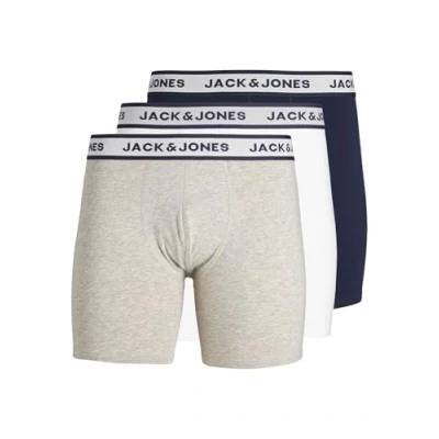 Image of Jack &amp; Jones Jacsolid Briefs 3 PACK Pants, Men&#039;s, Size: XL, Light grey/white/navy blazer