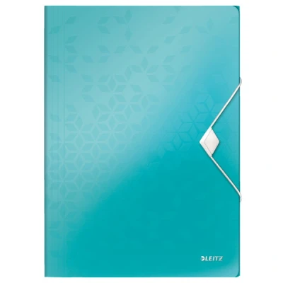 Image of Leitz 3 Flap Folder, Holds up to 150 A4 Sheets, Elastic Closure, Flexible Plastic, Ice blue, WOW Range, 45990051