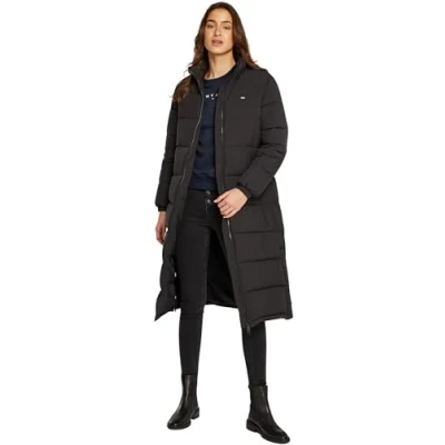 Image of Tommy Jeans MAXI Essential Puffer Winter jacket, Women&#039;s, Size: Medium, Black