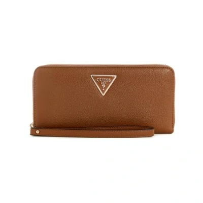 Image of Guess Laurel Large ZIP Wallet, Women&#039;s, Size: One Size, Cognac