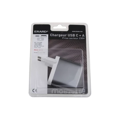 Image of Erard Chargeur 2 usb a/c f sur secteur 230v 12v/5a + 728204