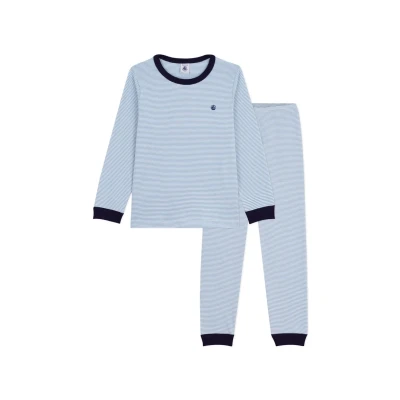 Image of Petit Bateau Pyjamas for kids, Size: 3y, Adriatic/marshmallow