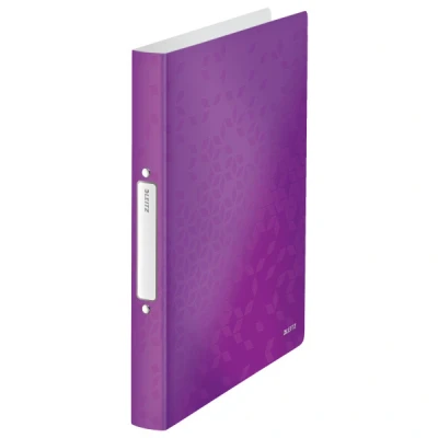 Image of Leitz 2 Ring Binder, Holds up to 190 Sheets, Wow Range, 25 mm Spine, 42570062 A4, Purple