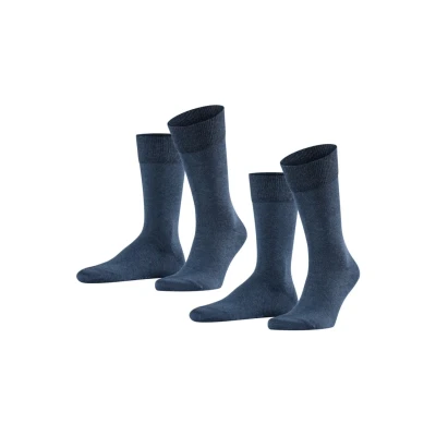 Image of FALKE Herren Happy 2 Pack Socken atmungsaktive Baumwolle verstrkte langlebige Herrensocken ein Allrounder fr Business und Alltag Baumwollstrmpfe einfarbig im Multipack Paar, Blue (Navy Melange