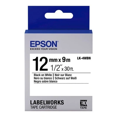 Image of Epson LK 4WBN standard black on white tape, 12mm (original Epson)