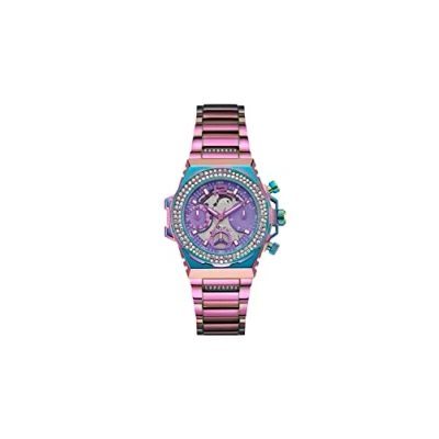 Image of Guess Iridescent Crystal Cut Through Multifunction Watch, Iridescent, One size, Modern