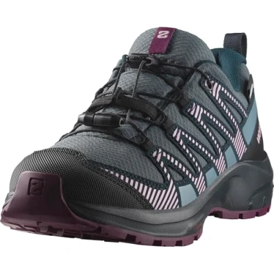 Image of Salomon XA PRO V8 WP Unisex Hiking shoes for kids, Size: 2, Neptune/carbon/plum caspia Textile/synthetics