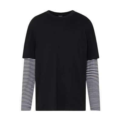 Image of Urban Classics Double Layer Striped TEE Long sleeved top, Men&#039;s, Size: Small, Black