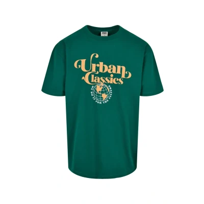 Image of Urban Classics Organic Globe LOGO TEE Print Tshirt, Men&#039;s, Size: Small, Green