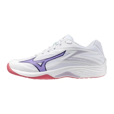 Image of Mizuno LIGHTNING STAR Z7 JR. Volleyball Shoes White/VioletIndigo/CamelliaRos Junior Size 4