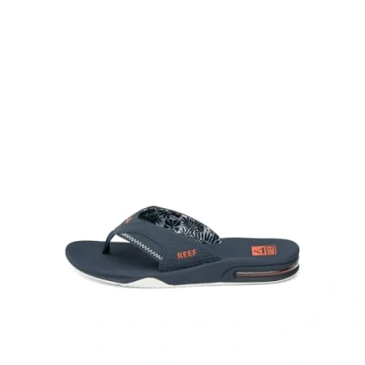 Image of Reef Fanning Tbar sandals, Men&#039;s, Size: 11, Navy/orange tropic shoes
