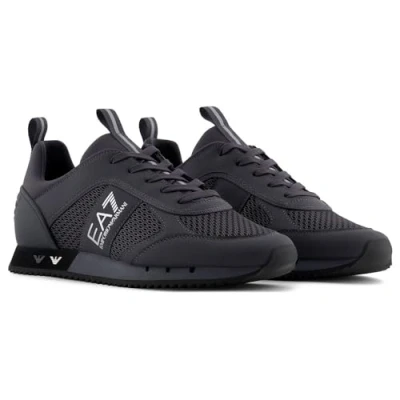 Image of EA7 Emporio Armani Unisex Trainers, Size: 6.5, Asphalt grey/silver Imitation leather/ textile