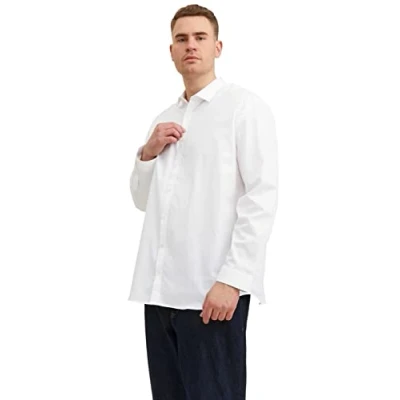 Image of Jack &amp; Jones Jprblacardiff L/S PS NOOS Shirt, Men&#039;s, Size: 4XL, White