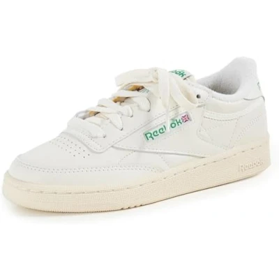 Image of Reebok Classic CLUB C 85 Vintage Trainers, Size: 4.5, Chalk/paperwhite/glen green Leather and textile