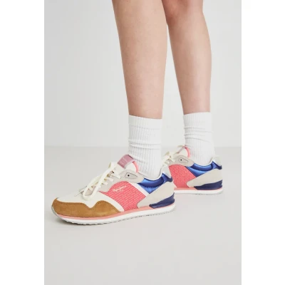 Image of Pepe Jeans London Print Trainers, Women&#039;s, Size: 3, Biscuit beige Leather/synthetics