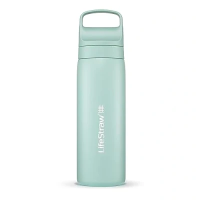 Image of LifeStraw Go Series Double Wall BPA Free Vacuum Insulated 18 oz Stainless Steel Water Filter Bottle for Travel and Everyday use; Seafoam
