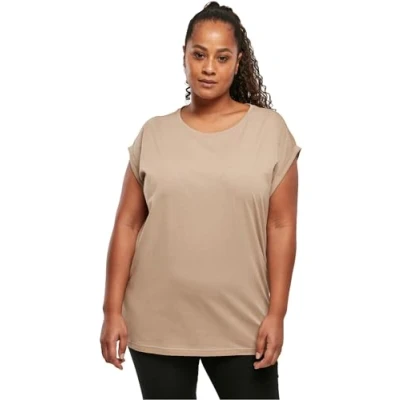 Image of Urban Classics Curvy Ladies Extended Shoulder TEE Basic Tshirt, Women&#039;s, Size: XL, Softtaupe