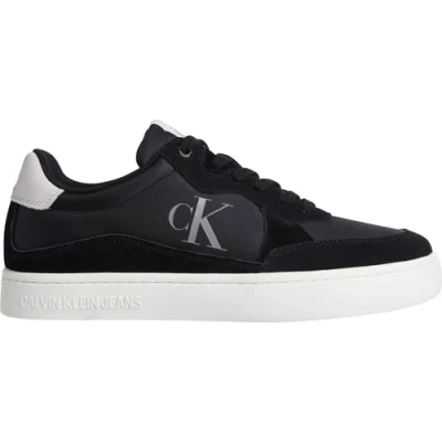 Image of Calvin Klein Jeans Classic Cupsole Iconic Trainers, Men&#039;s, Size: 9, Black/bright white Leather and textile
