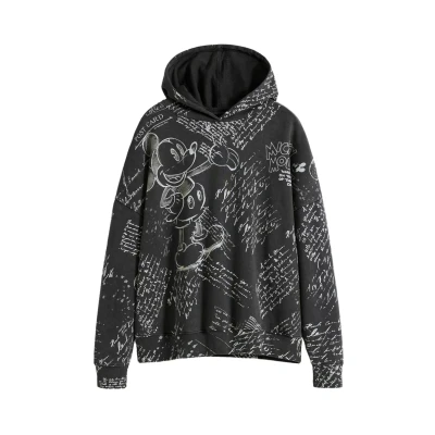 Image of Desigual Mickey Lettering Hoodie, Women&#039;s, Size: 14, Black