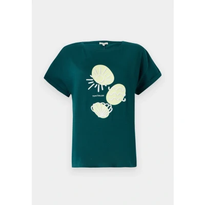 Image of TOM Tailor Loose Print Tshirt, Women&#039;s, Size: XS, Dark teal green
