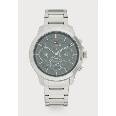 Image of Tommy Hilfiger Henry Watch silvercoloured/green, Men&#039;s, Size: One Size, Silver coloured/green