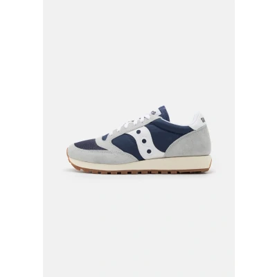 Image of Saucony JAZZ Original Vintage Unisex Trainers, Men&#039;s, Size: 6.5, Navy/grey Leather and textile