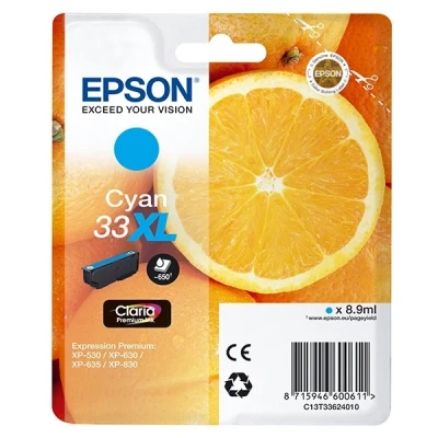 Image of Epson 33XL Cyan Oranges High Yield, Genuine, Claria Premium Ink