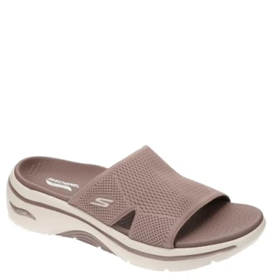 Image of Skechers GO WALK ARCH FIT Slippers, Women&#039;s, Size: 7, Brown textile shoes