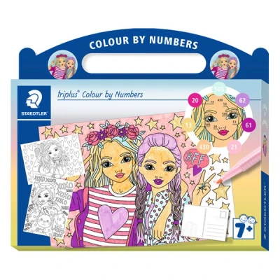 Image of STAEDTLER Triplus Fashion Paint by Numbers Set with Felt Tip Pens, Fineliners, Postcards and Numbered Colour Instructions 34 CBN03
