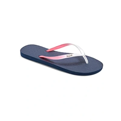 Image of Roxy VIVA Gradient Tbar sandals, Women&#039;s, Size: 8, Navy/orange Synthetics