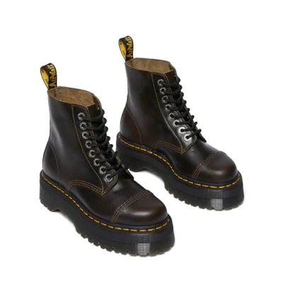 Image of Dr. Martens Sinclair Unisex Platform ankle boots, Size: 8, Dark taupe Leather
