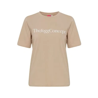 Image of Thejoggconcept Jcsimona LOGO Print Tshirt, Women&#039;s, Size: XS, Beige