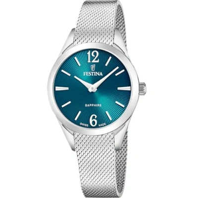 Image of Festina Women&#039;s Watch F20076/4 Swiss Made Grace 316L Stainless Steel Case Silver Strap Silver, green, Bracelet