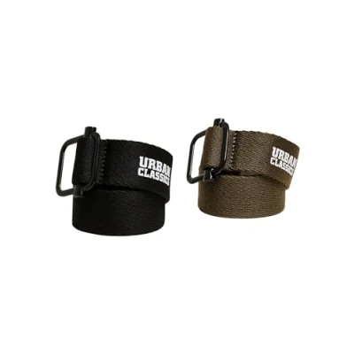 Image of Urban Classics 2 PACK Belt, Men&#039;s, Size: S/M, Black/olive