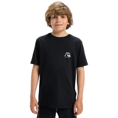 Image of Quiksilver EVO Original TEE Unisex Print Tshirt for kids, Size: 14y, Black