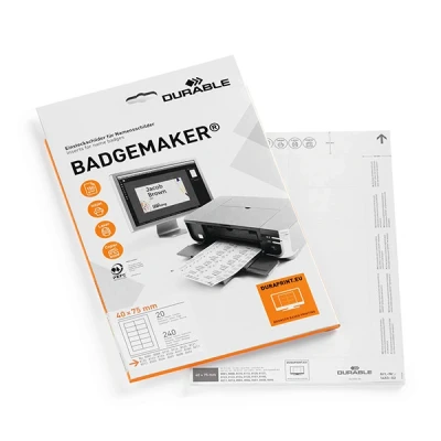 Image of Durable BADGEMAKER® Inserts 40 x 75mm Pack of 240 Printable Name Badge Create Professional Badges In Minutes