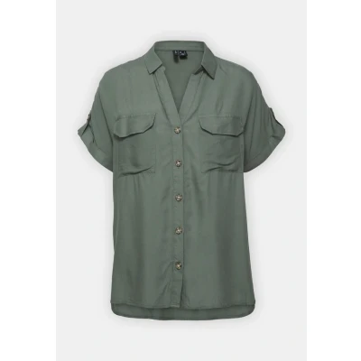 Image of VERO MODA Women&#039;s Vmbumpy S/S Shirt WVN Ga Noos Short Sleeved Blouse, Green, XL, XL