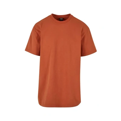 Image of Urban Classics Heavy Garment DYE TEE Basic Tshirt, Men&#039;s, Size: Small, Terracotta