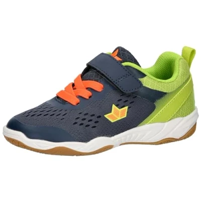 Image of LICO KEY VS Hallenschuh Unisex Trainers for kids, Size: 12.5K, Navy/lemon/orange Textile/synthetics
