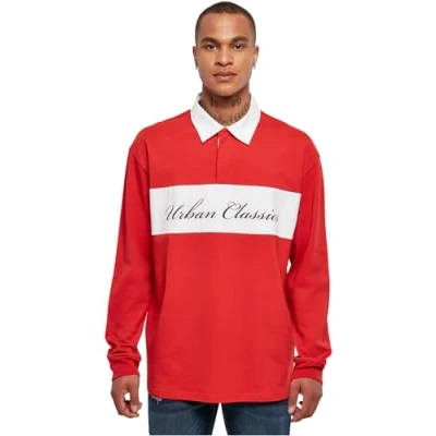 Image of Urban Classics Rugby Longsleeve Polo shirt, Men&#039;s, Size: Large, Hugered