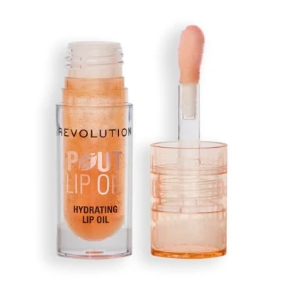 Image of Revolution, Pout Lip Oil Nourishing Tinted for Shiny Lips without Stickiness, Vegan &amp; Cruelty Free, Honey Shimmer, 4 ml
