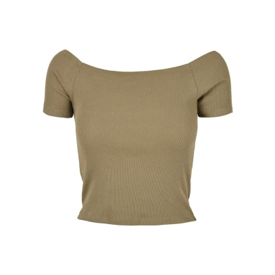 Image of Urban Classics OFF Shoulder Basic Tshirt, Women&#039;s, Size: 4XL, Khaki