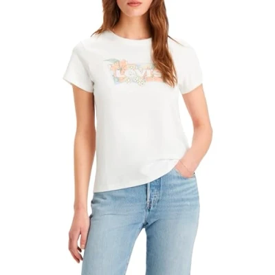 Image of Levi&#039;s THE Perfect TEE Print Tshirt, Women&#039;s, Size: XXS, Bright white