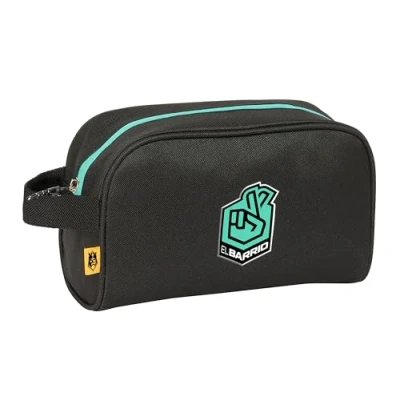 Image of Safta Kings League EL Barrio Children&#039;s School Toiletry Bag with Handle, Bag, Easy Cleaning, Comfortable and Versatile, Quality Resistance, 24 x 10 15 cm, Black,